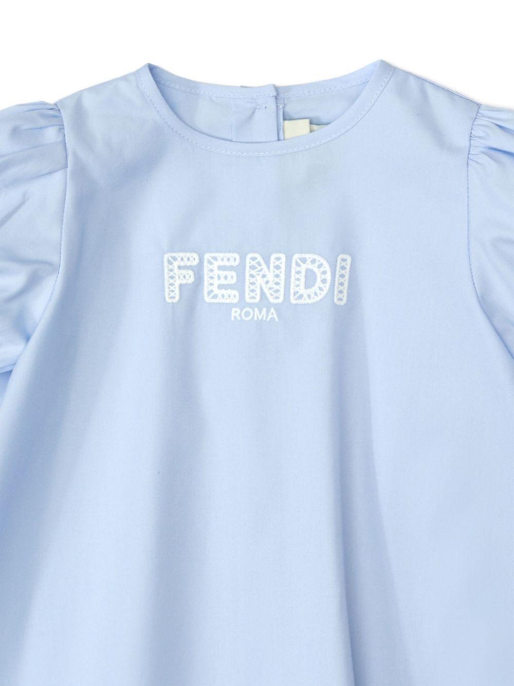 Abito per neonata Fendi Kids azzurro con logo sul davanti - Rubino Kids