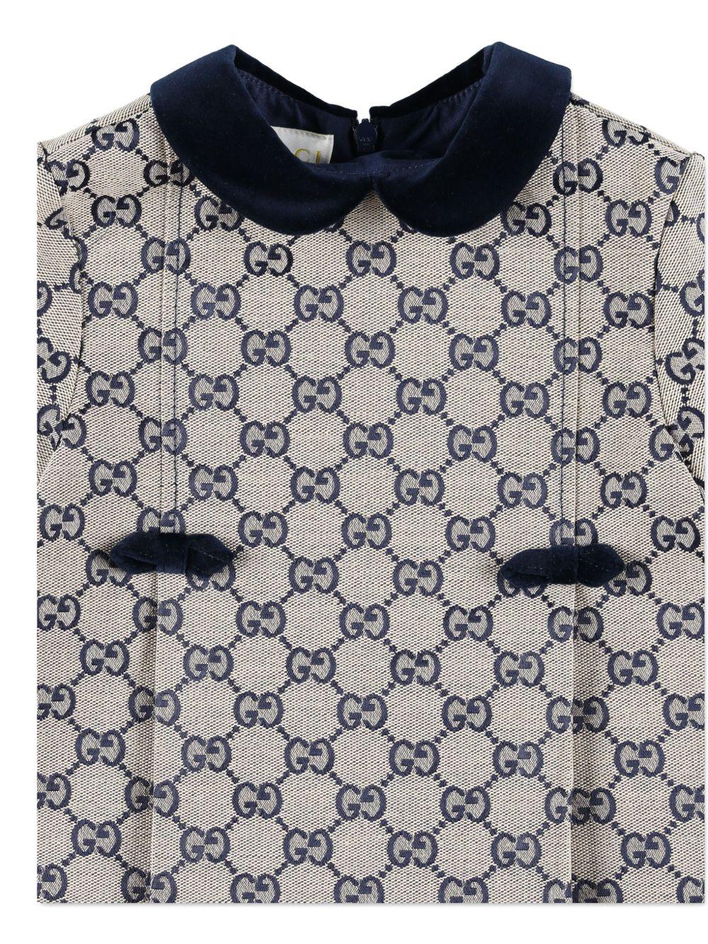 Abito per neonata Gucci Kids beige con stampa logo all - over - Rubino Kids