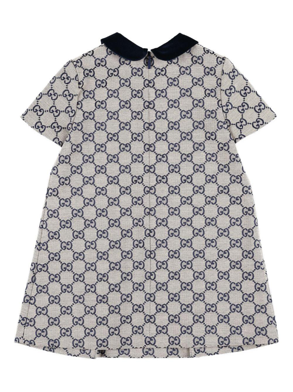 Abito per neonata Gucci Kids beige con stampa logo all - over - Rubino Kids