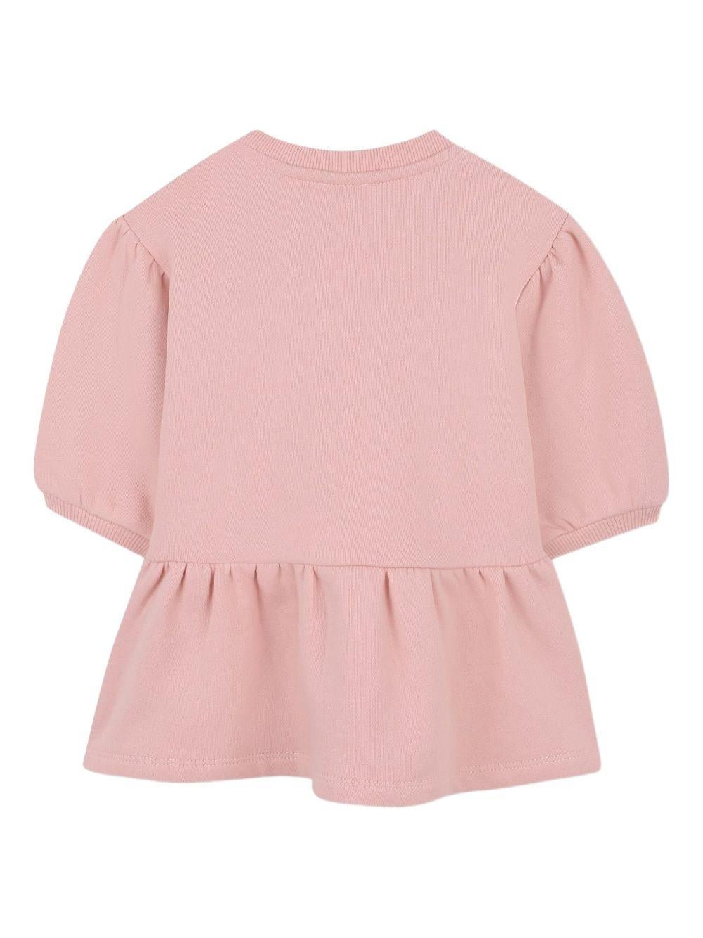 Abito per neonata Kenzo Kids rosa con stampa Tiger Head - Rubino Kids