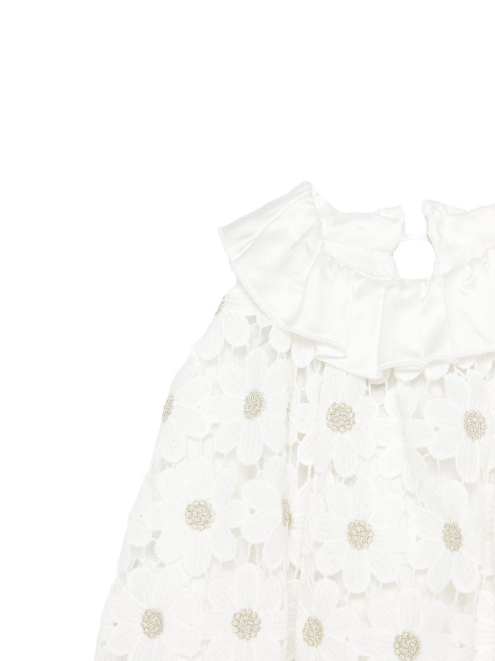 Abito per neonata La Stupenderia bianco con colletto arricciato - Rubino Kids