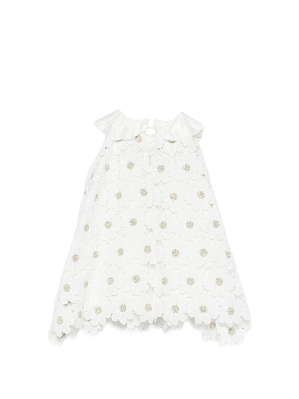 Abito per neonata La Stupenderia bianco con colletto arricciato - Rubino Kids