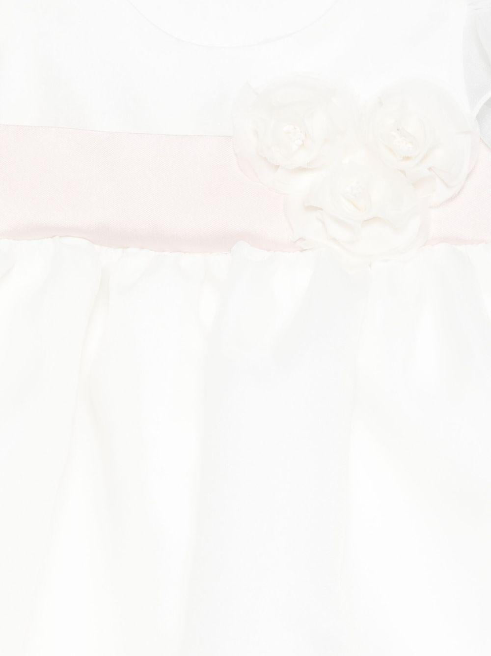 Abito per neonata La Stupenderia bianco con dettaglio fiore - Rubino Kids