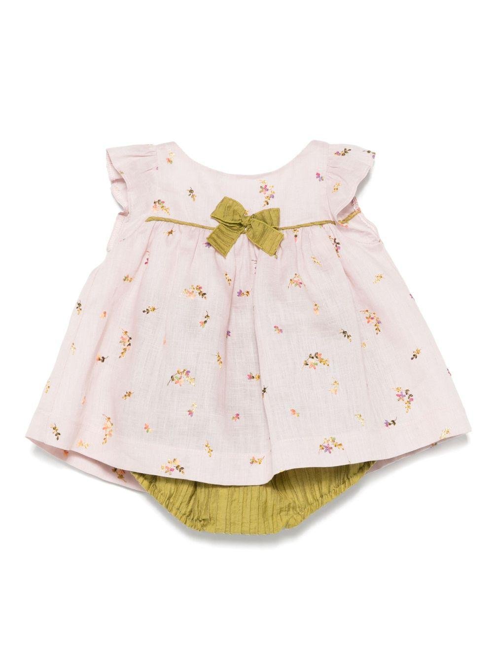 Abito per neonata La Stupenderia rosa con ricamo a fiori - Rubino Kids