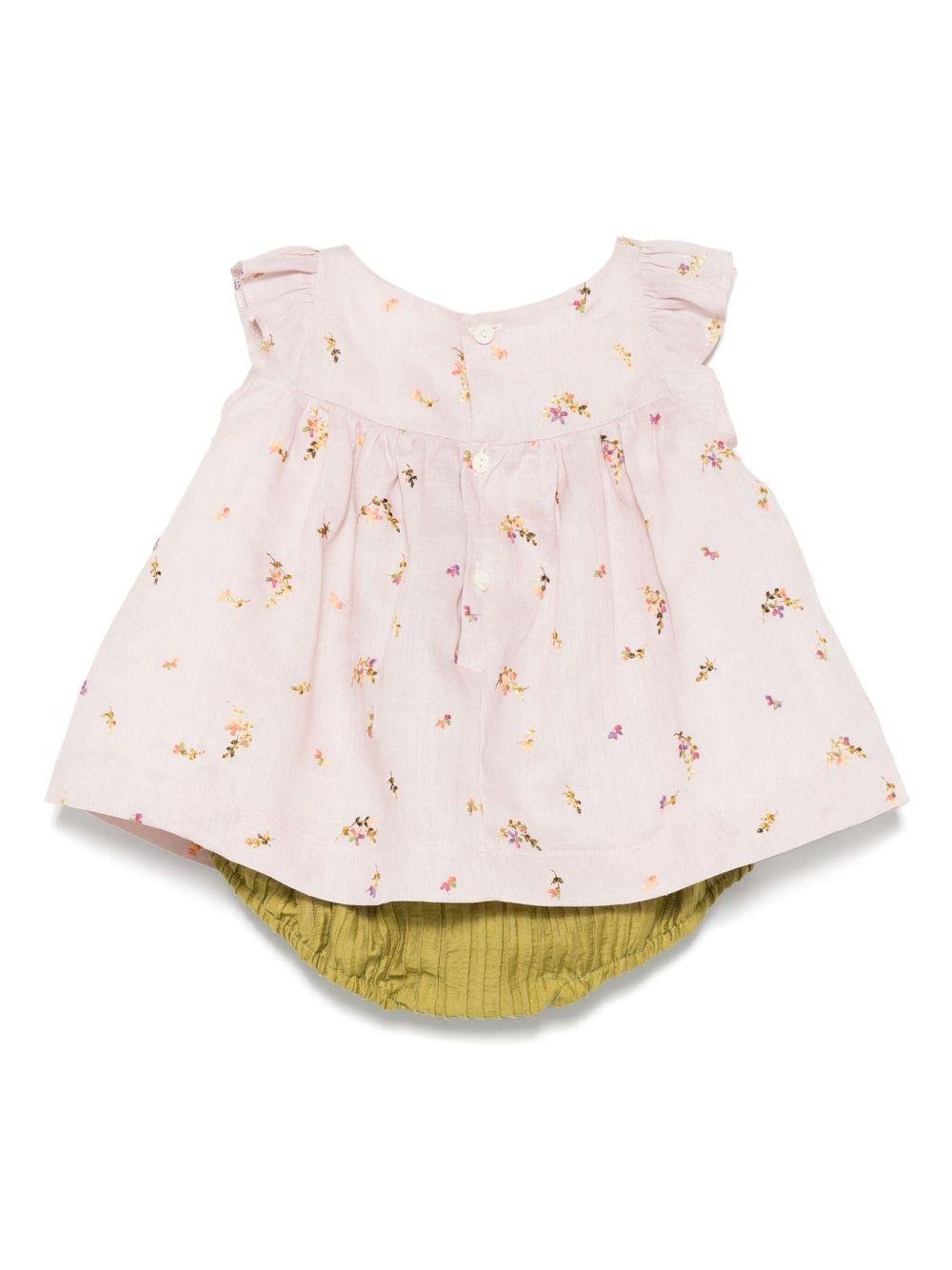 Abito per neonata La Stupenderia rosa con ricamo a fiori - Rubino Kids