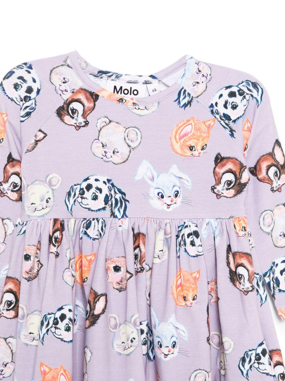 Abito per neonata Molo viola con stampa di animali - Rubino Kids