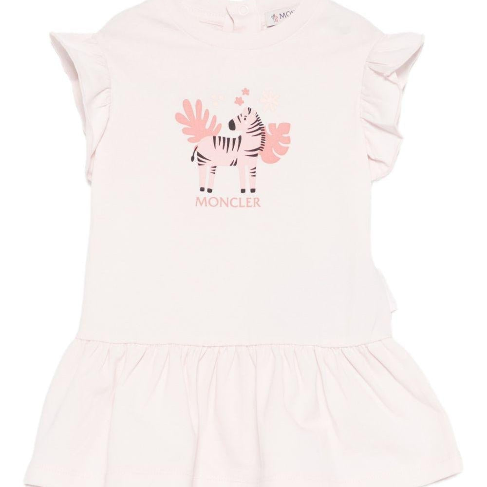 Abito per neonata Moncler Kids rosa con stampa grafica sul davanti - Rubino Kids