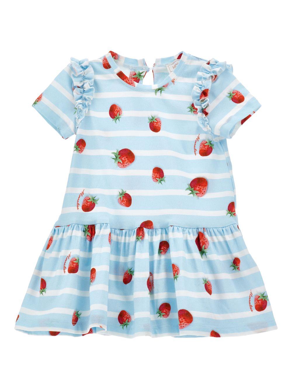 Abito per neonata Monnalisa multicolore con stampa a fragole - Rubino Kids