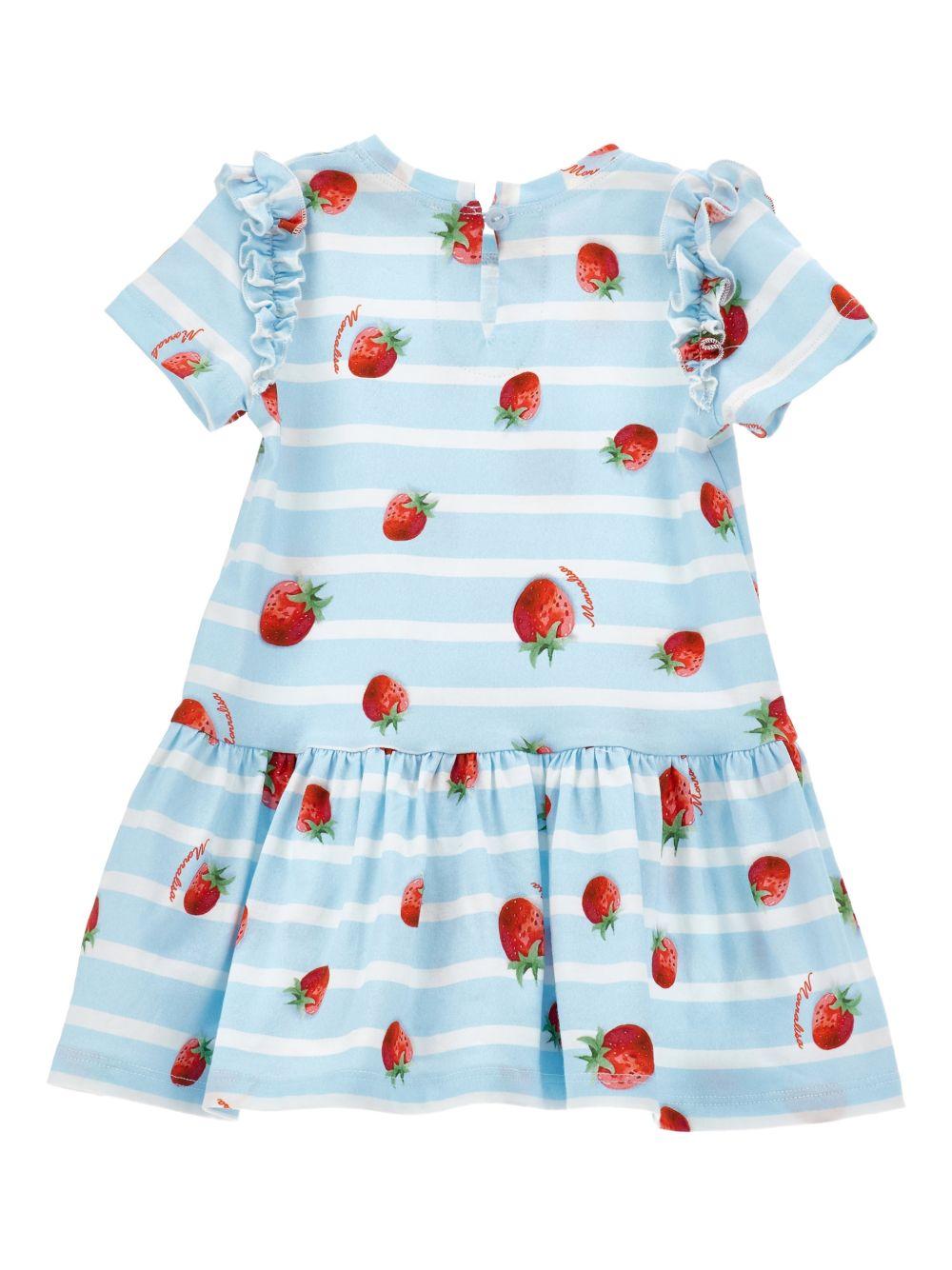 Abito per neonata Monnalisa multicolore con stampa a fragole - Rubino Kids