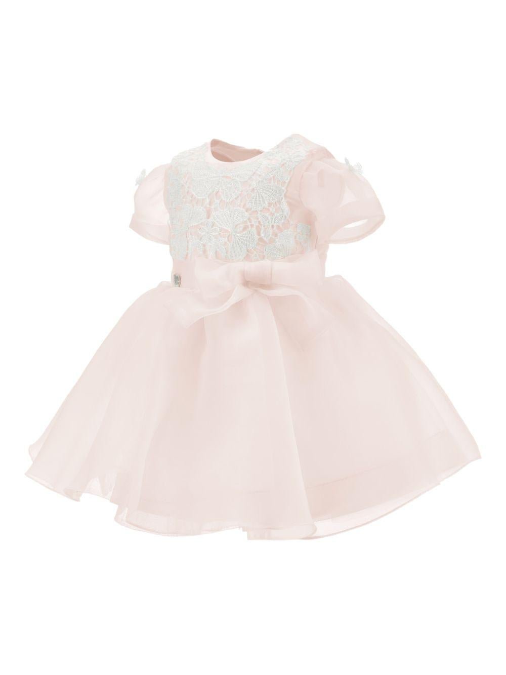 Abito per neonata Monnalisa rosa con dettaglio con fiocco - Rubino Kids