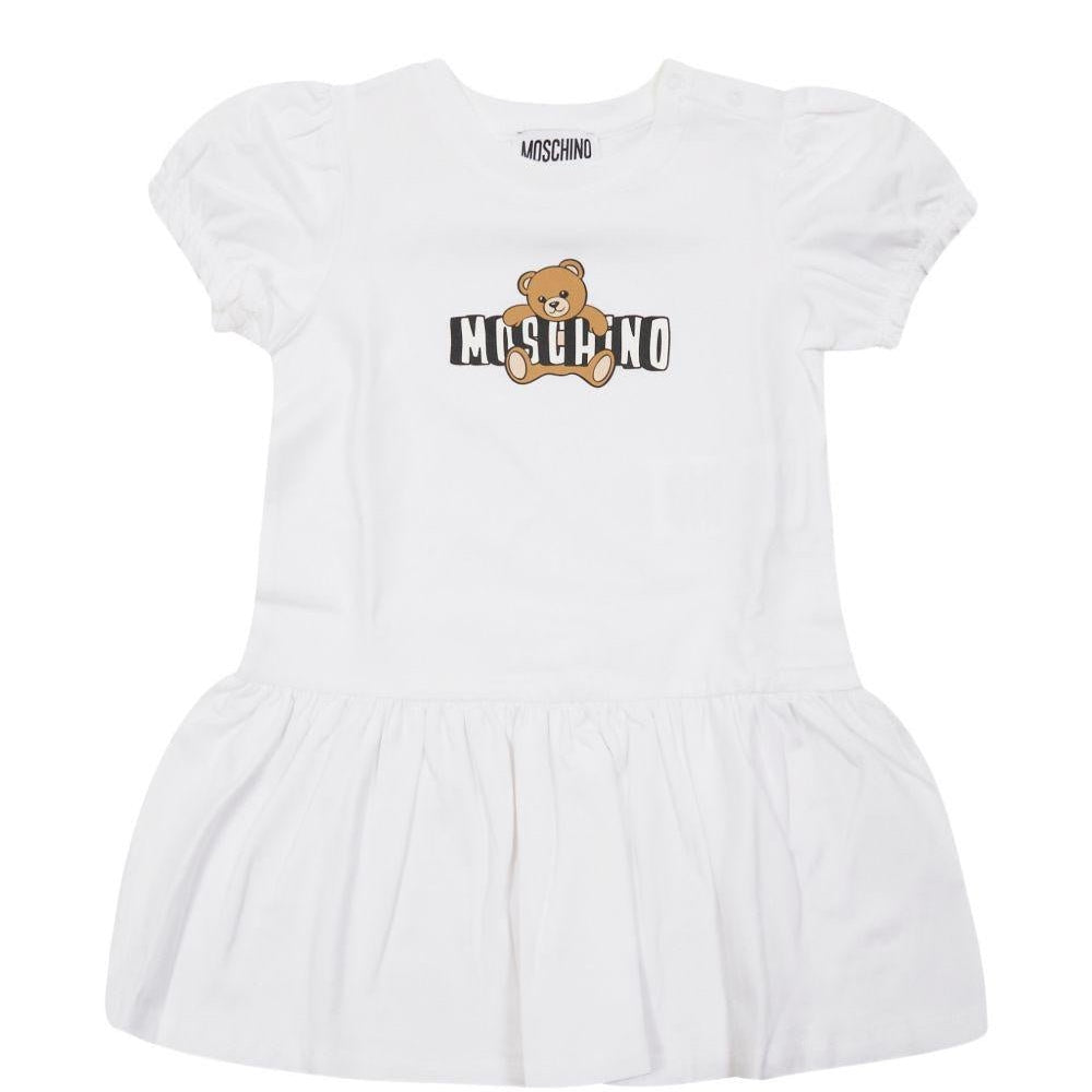 Abito per neonata Moschino Kids bianco a maniche corte - Rubino Kids