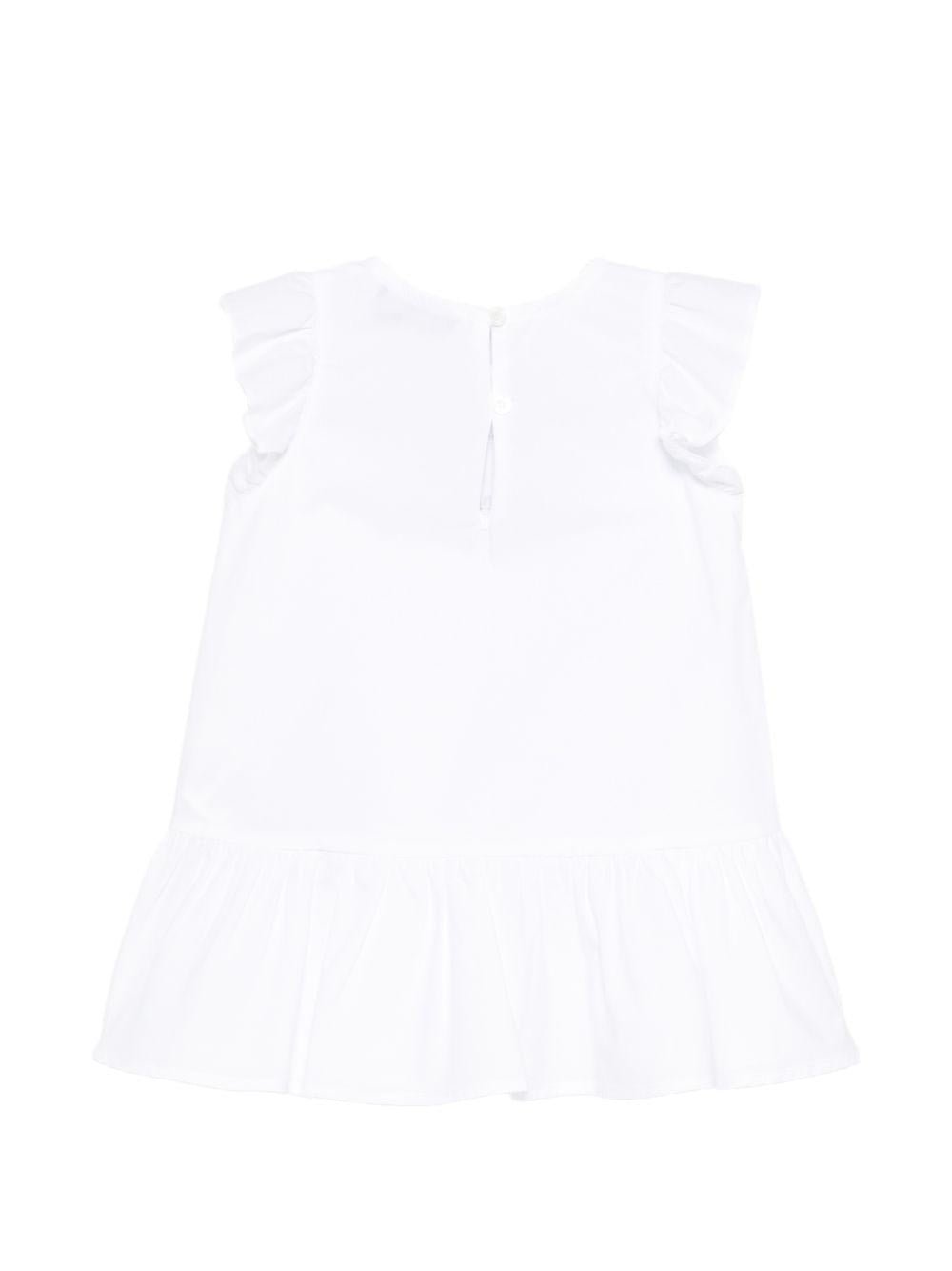 Abito per neonata Moschino Kids bianco con ricamo Teddy Bear sul davanti - Rubino Kids