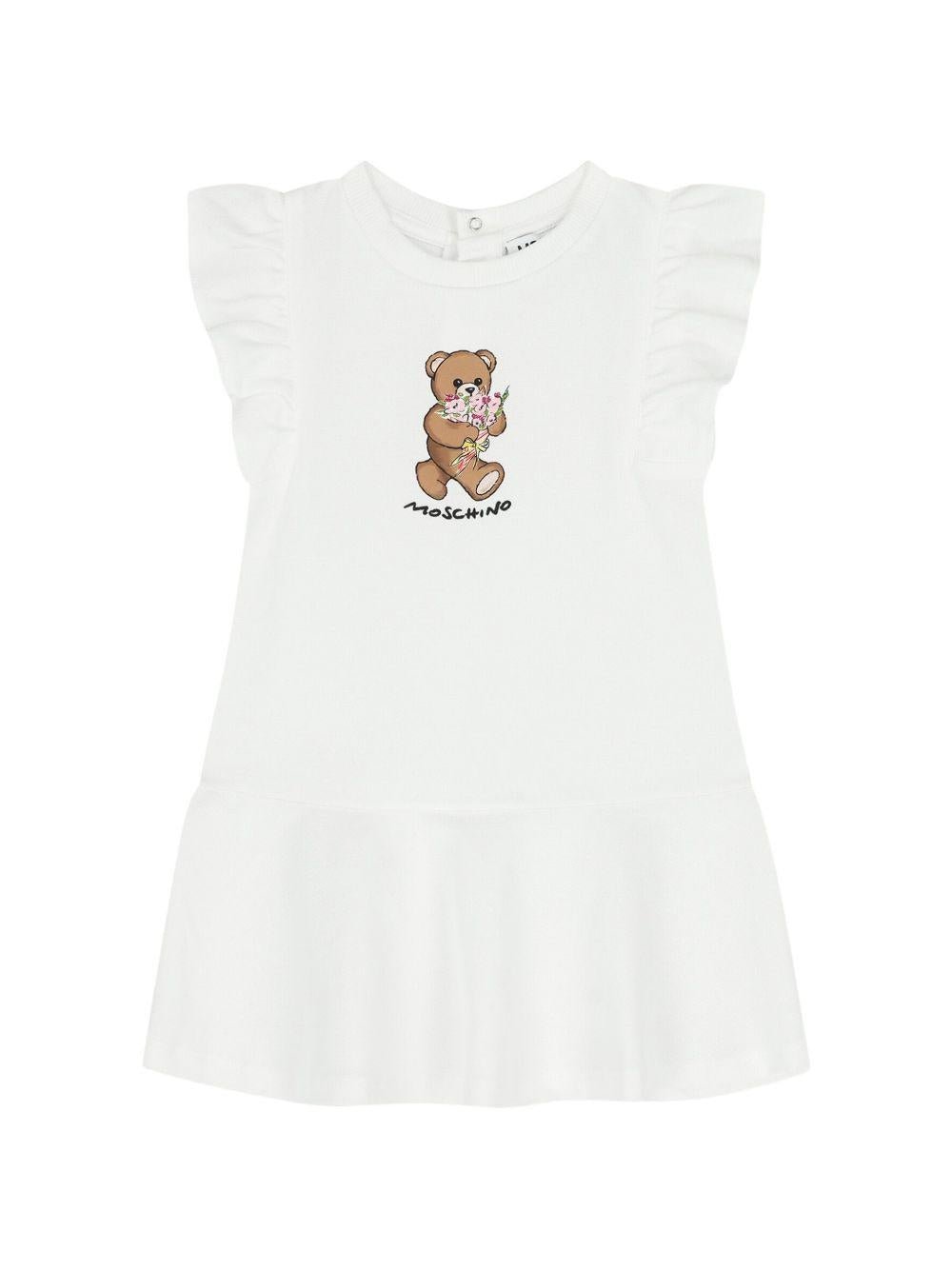 Abito per neonata Moschino Kids bianco con ruches - Rubino Kids