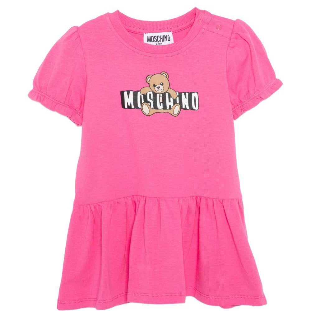 Abito per neonata Moschino Kids rosa con dettagli arricciati - Rubino Kids