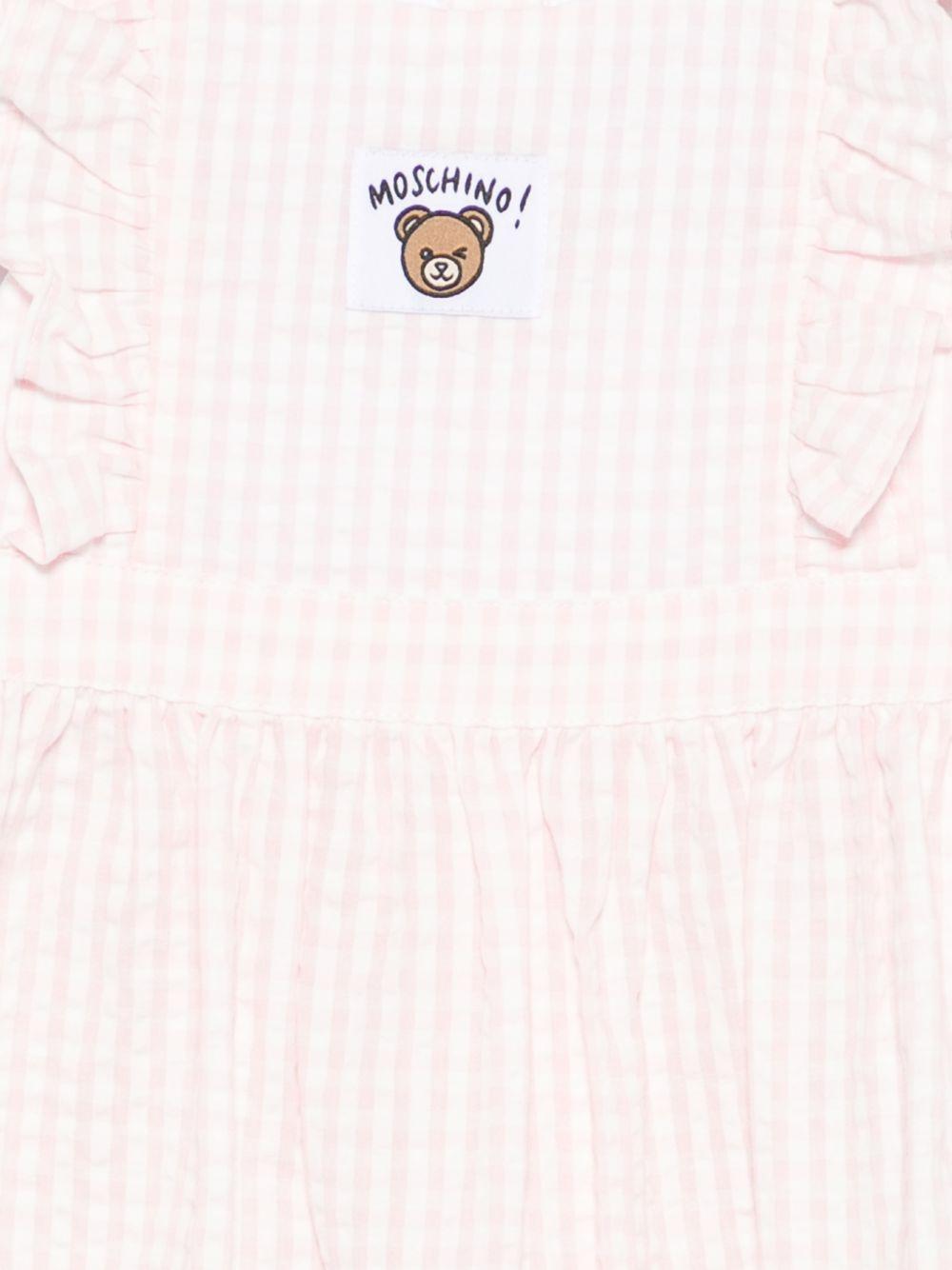 Abito per neonata Moschino Kids rosa con motivo a quadri - Rubino Kids