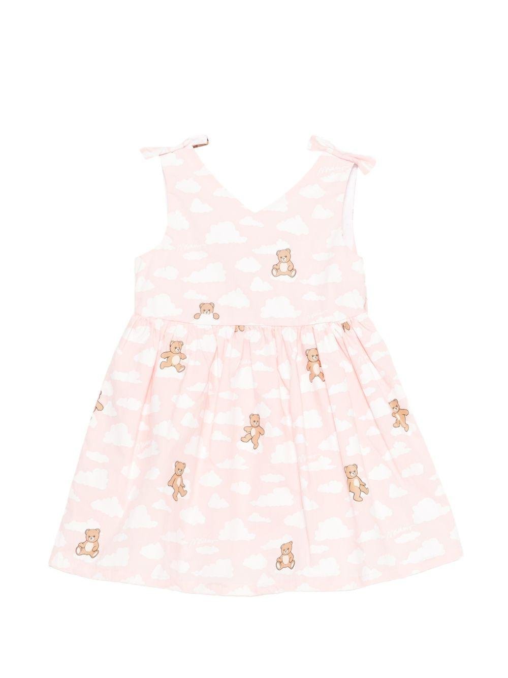 Abito per neonata Moschino Kids rosa con stampa graafica Teddy Bear - Rubino Kids