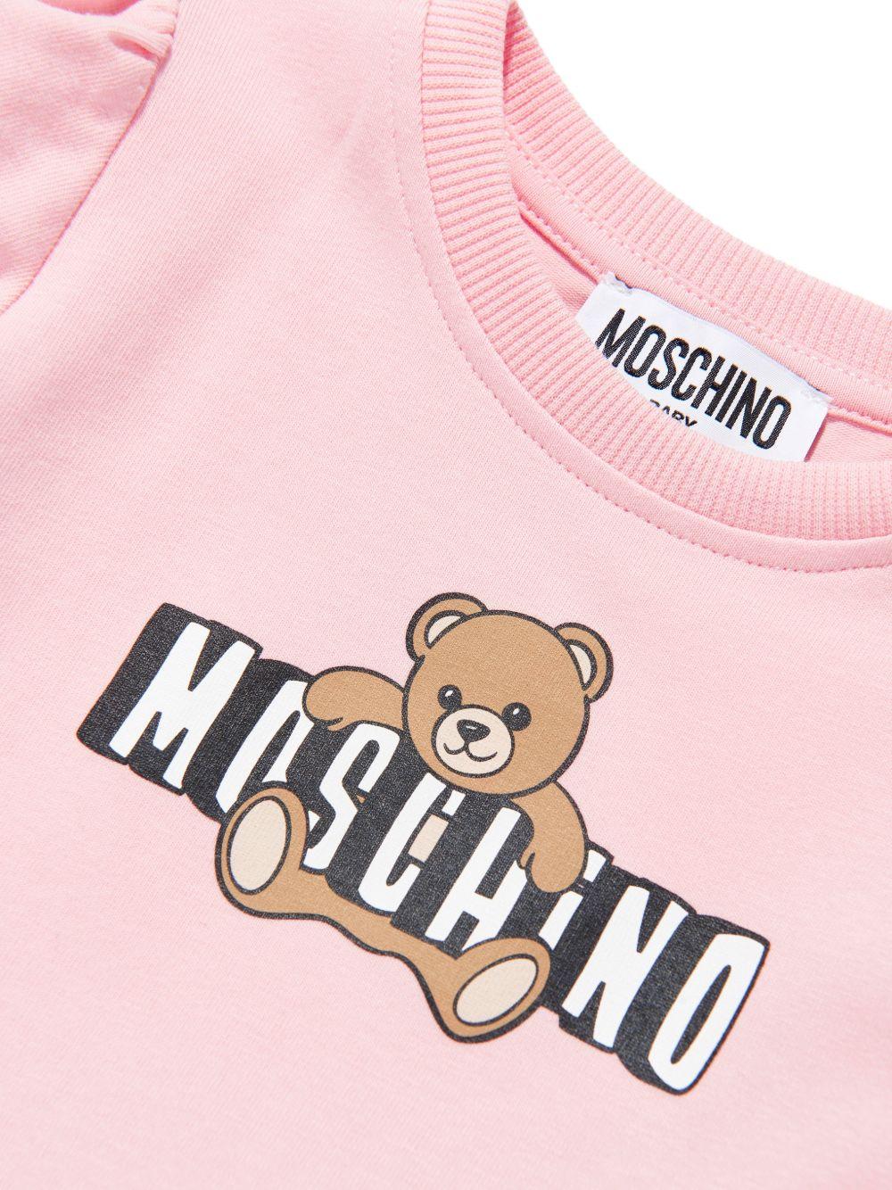 Abito per neonata Moschino Kids rosa con stampa Teddy Bear - Rubino Kids