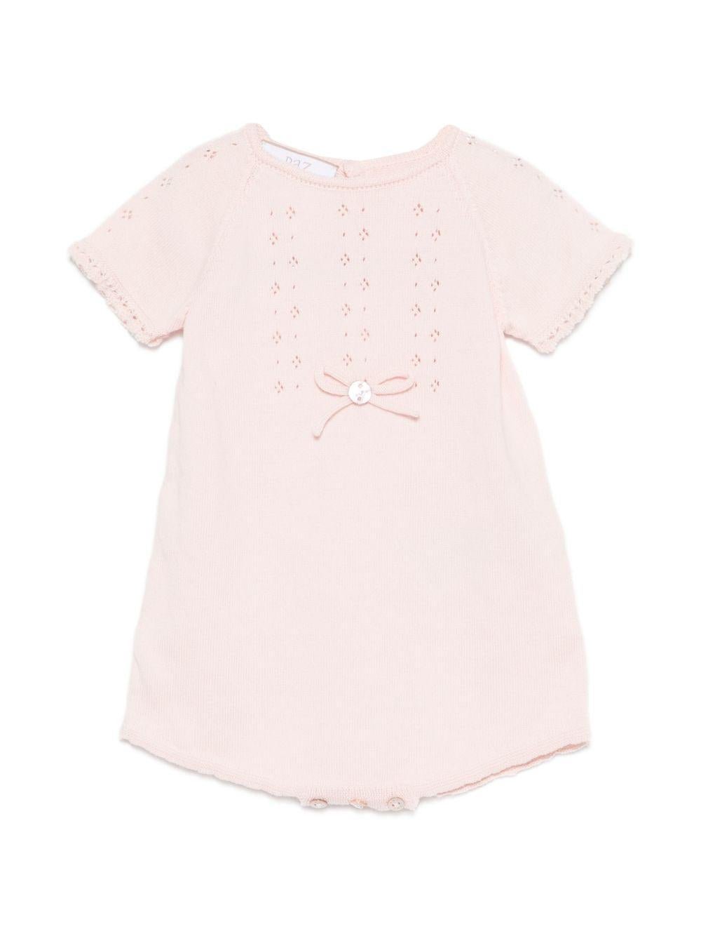 Abito per neonata Paz Rodriguez rosa con dettagli a fiocco - Rubino Kids