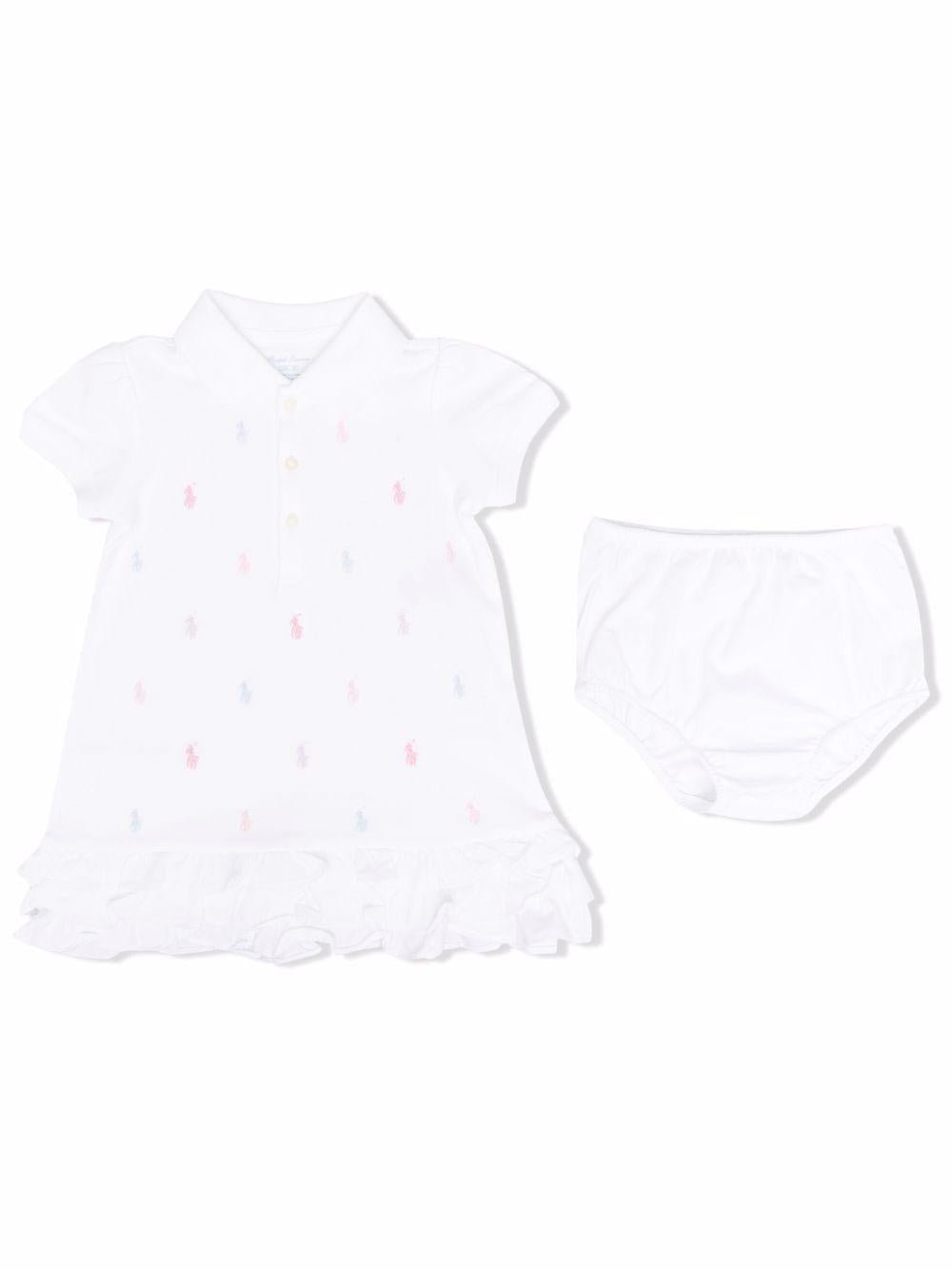 Abito per neonata POLO RALPH LAUREN KIDS bianco in cotone con ricamo - Rubino Kids