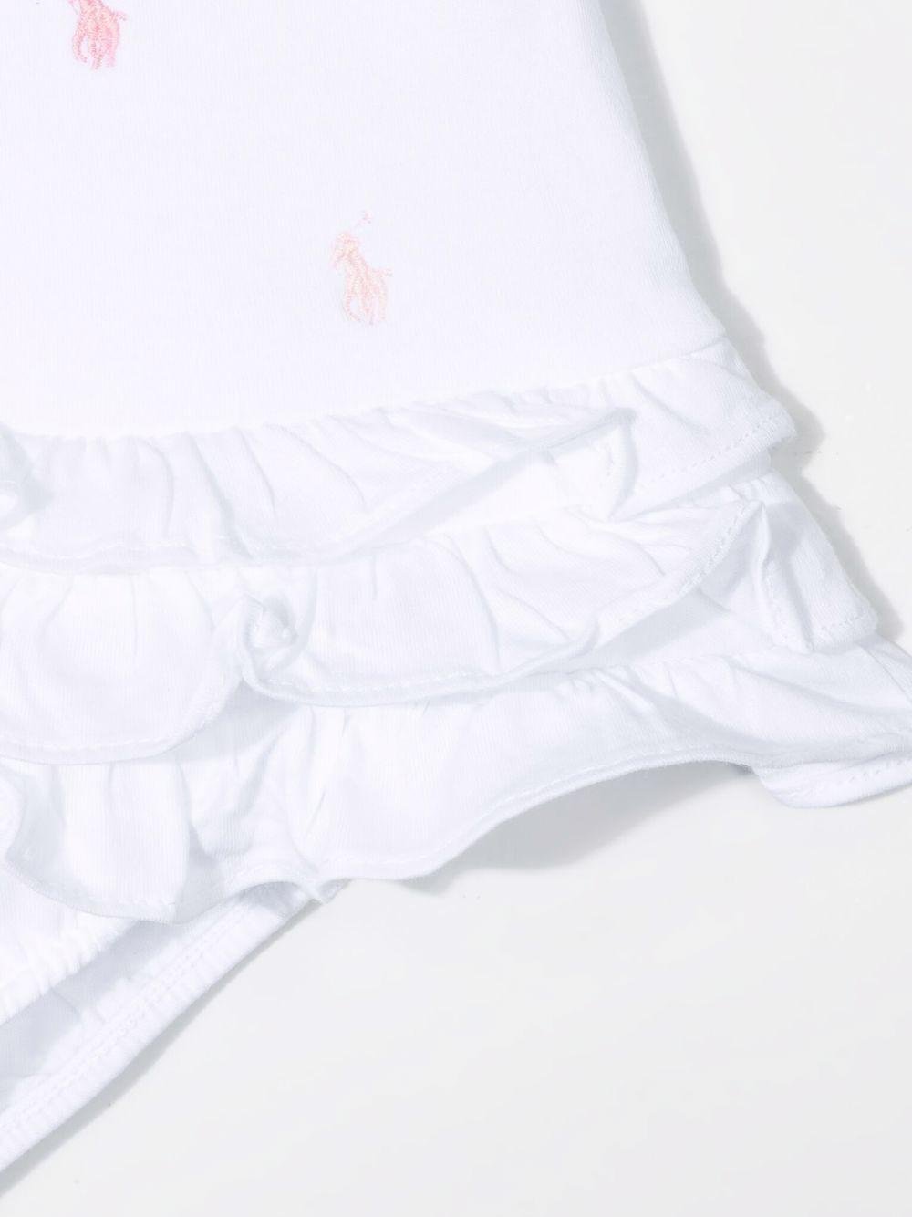 Abito per neonata POLO RALPH LAUREN KIDS bianco in cotone con ricamo - Rubino Kids