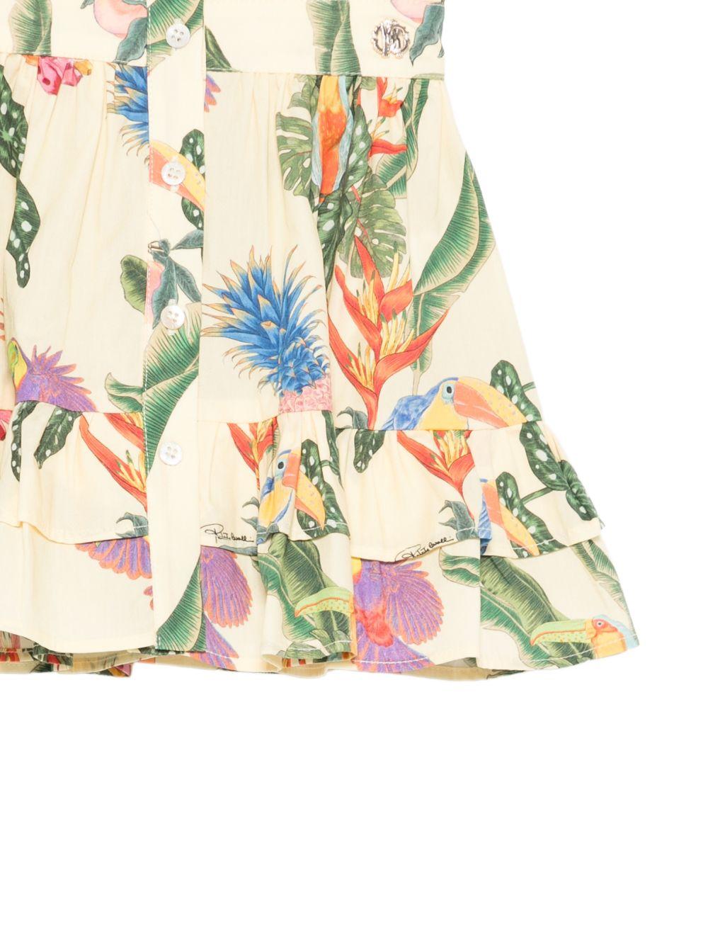 Abito per neonata Roberto Cavalli Junior giallo con stampa tropicale - Rubino Kids