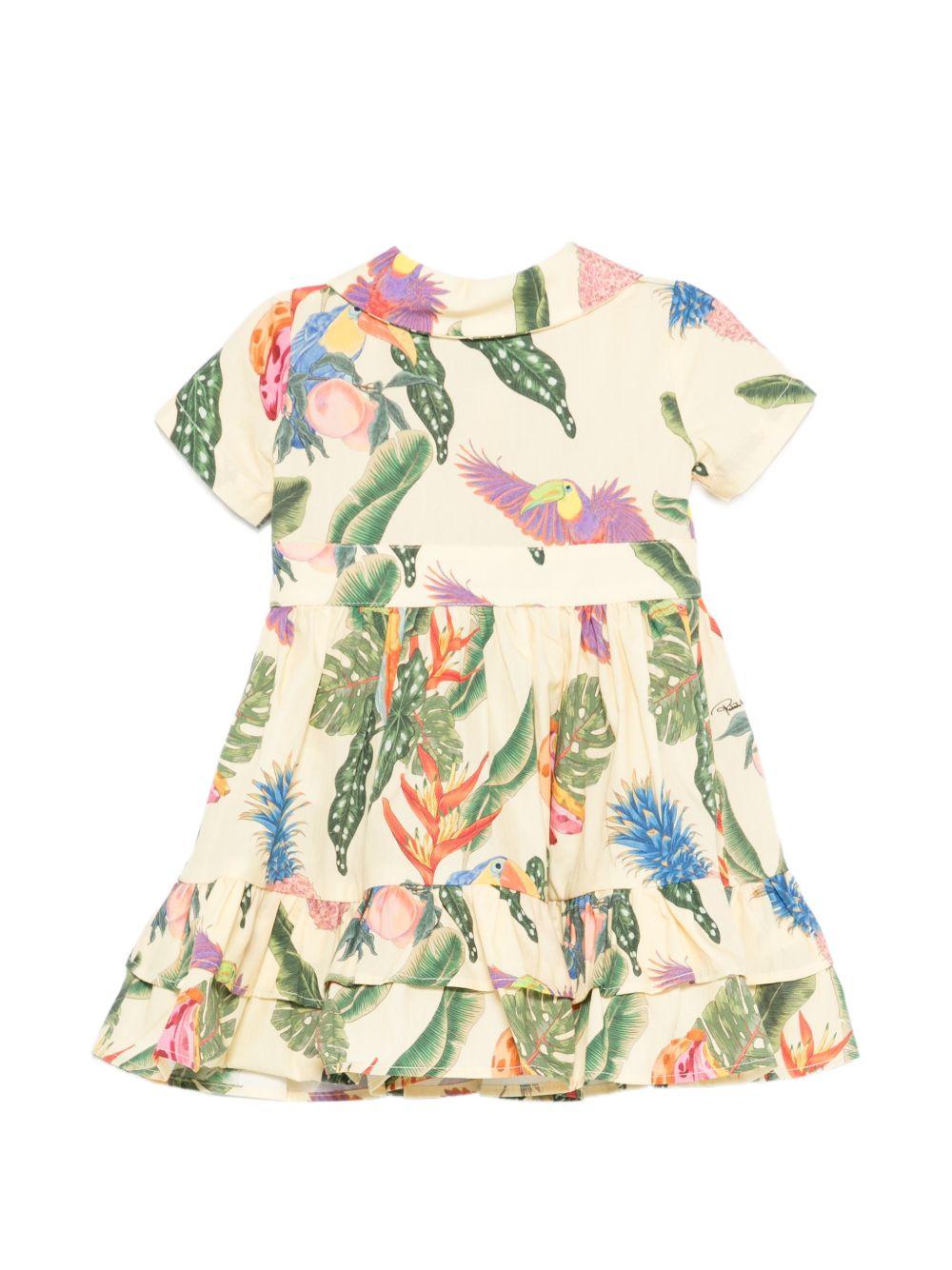 Abito per neonata Roberto Cavalli Junior giallo con stampa tropicale - Rubino Kids