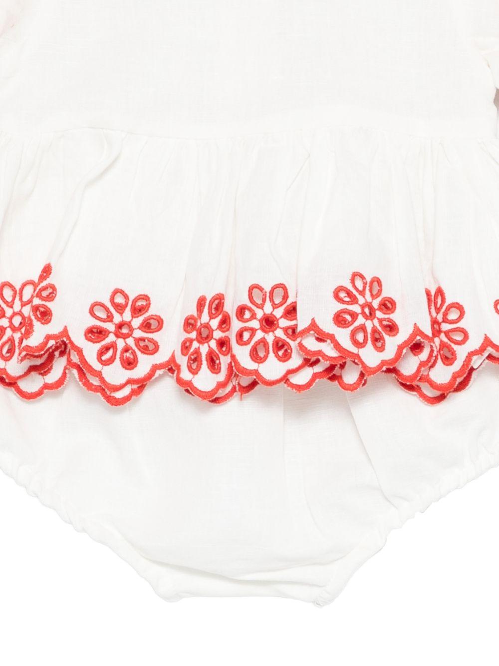 Abito per neonata Stella McCartney Kids bianco con dettagli ricamati - Rubino Kids