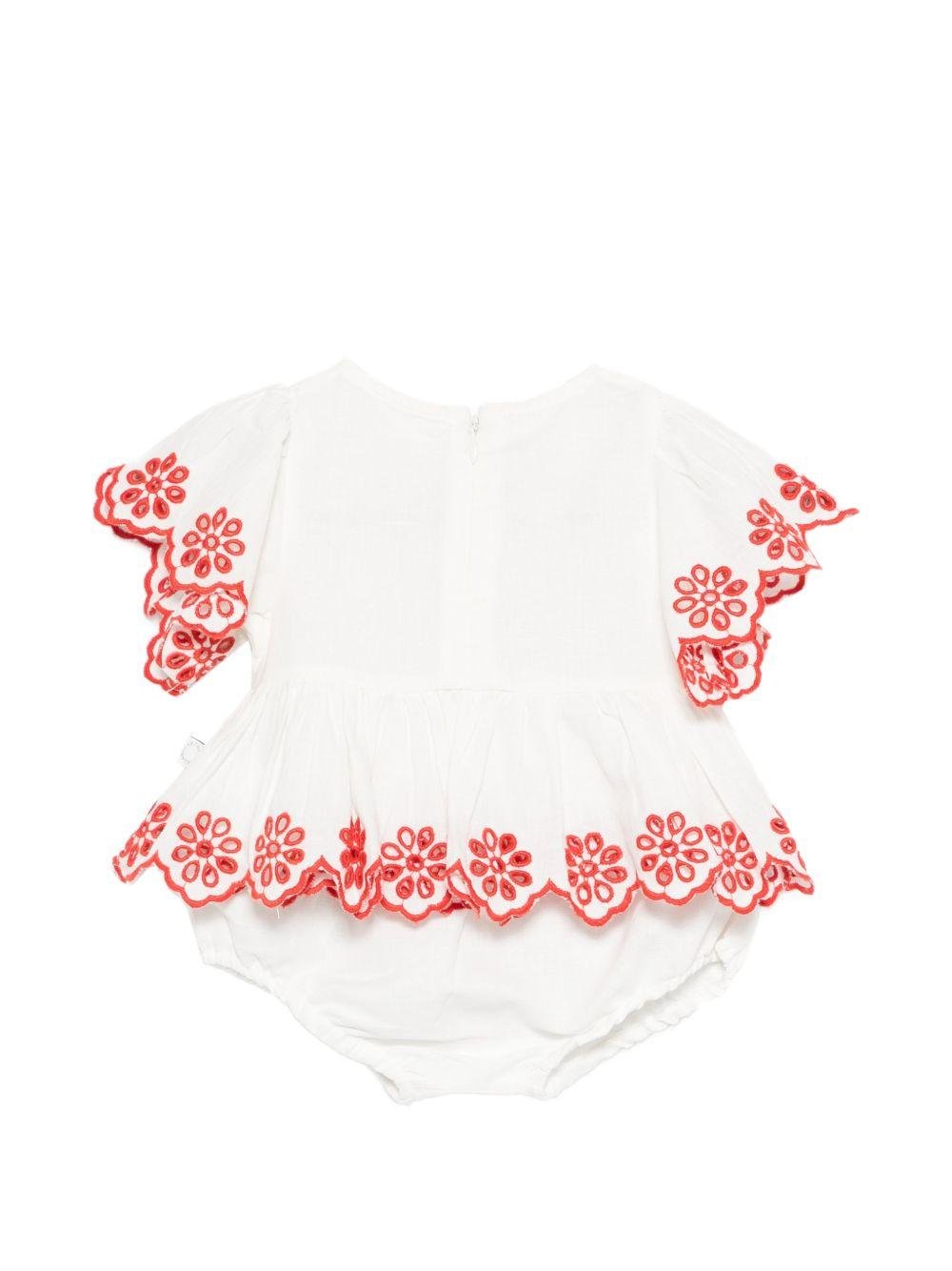 Abito per neonata Stella McCartney Kids bianco con dettagli ricamati - Rubino Kids