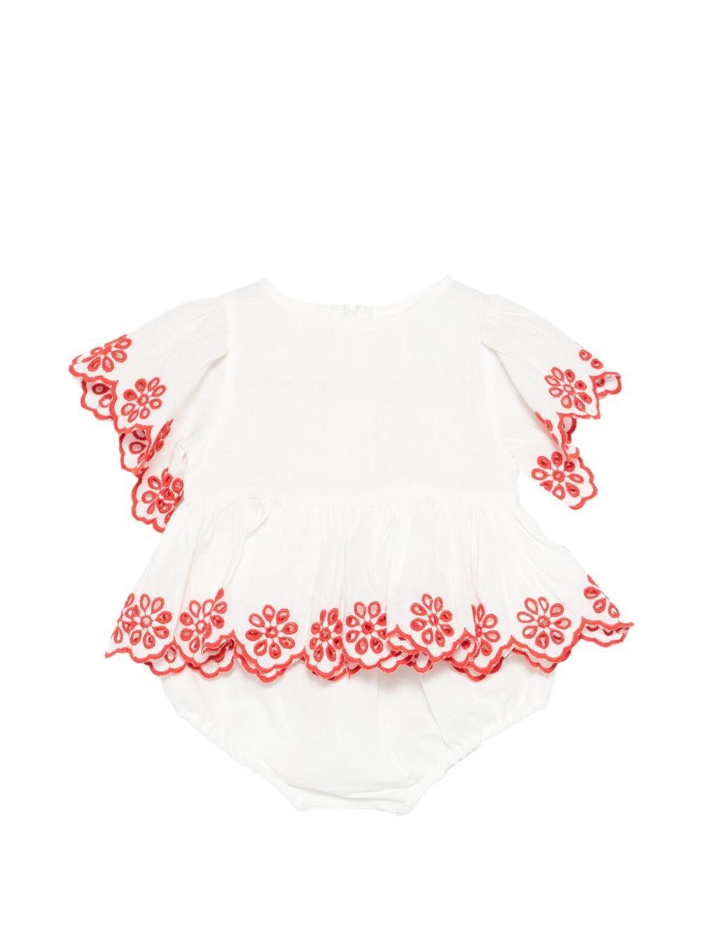 Abito per neonata Stella McCartney Kids bianco con dettagli ricamati - Rubino Kids