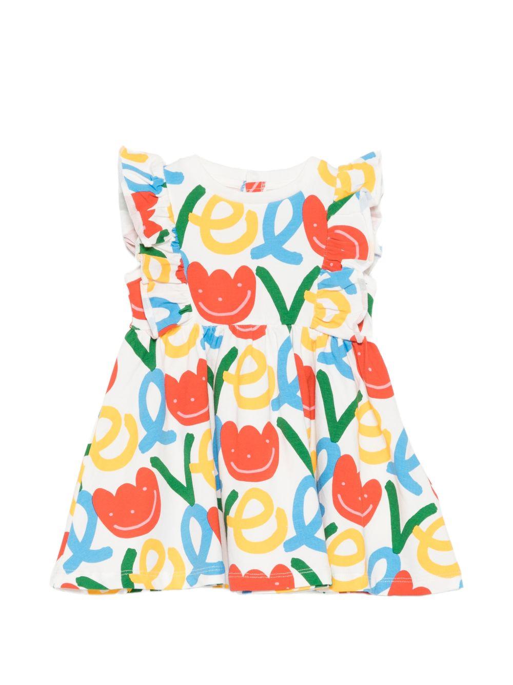 Abito per neonata Stella McCartney Kids bianco con stampa grafica all - over - Rubino Kids