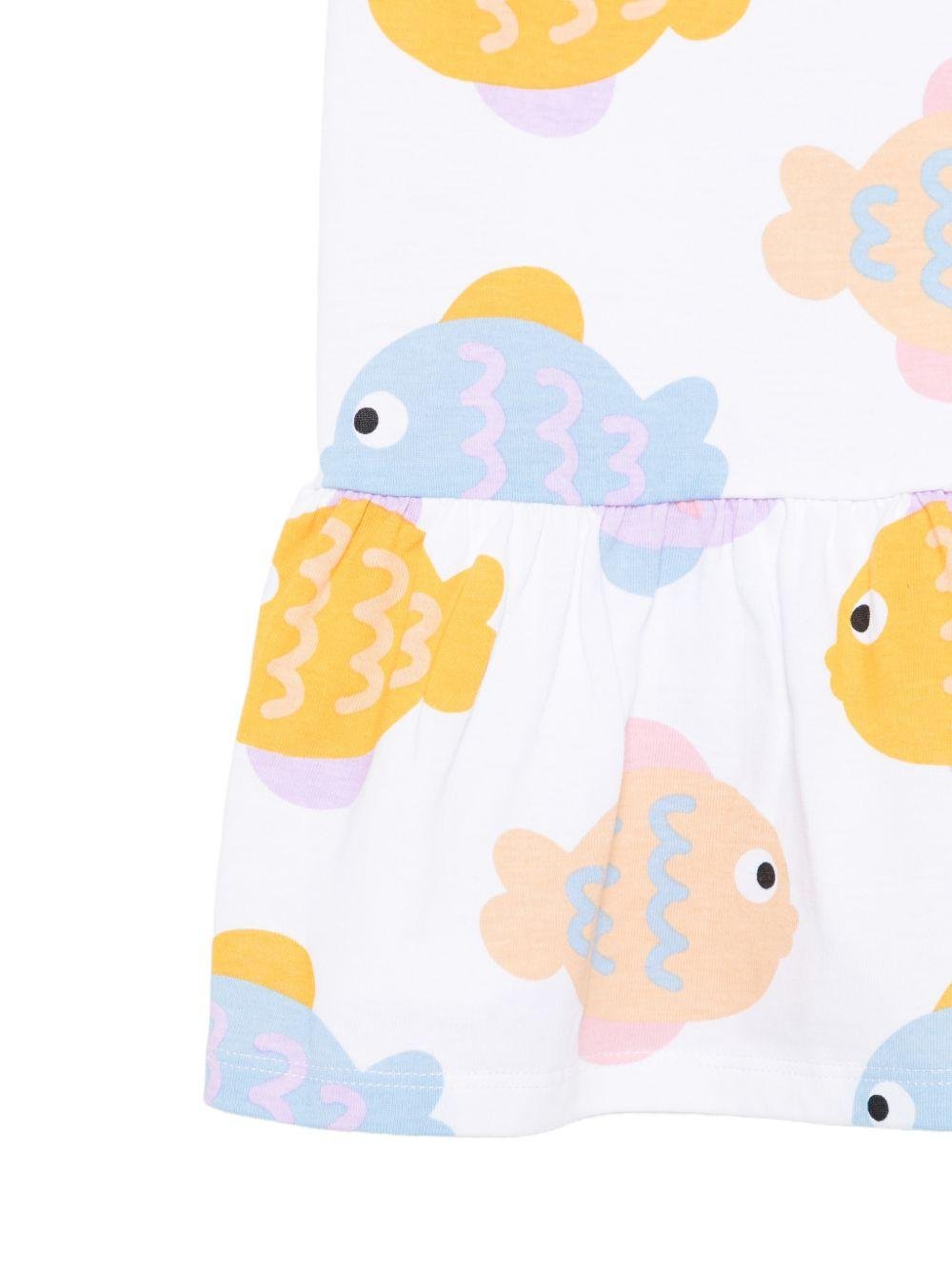 Abito per neonata Stella McCartney Kids bianco con stampa grafica pesciolini - Rubino Kids
