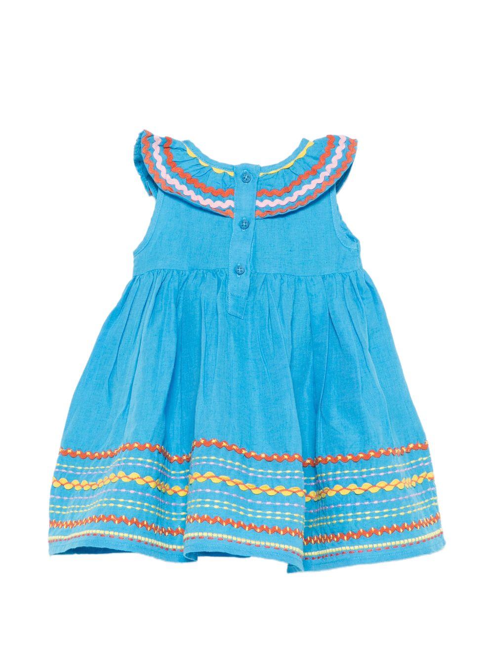 Abito per neonata Stella McCartney Kids blu con ruches sul colletto - Rubino Kids