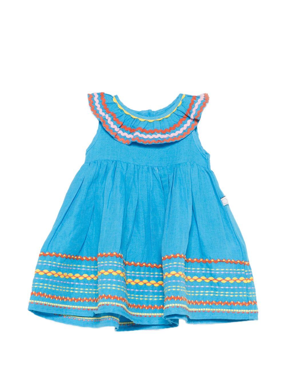Abito per neonata Stella McCartney Kids blu con ruches sul colletto - Rubino Kids