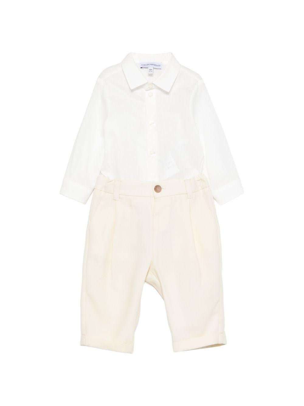Abito per neonato Emporio Armani Kids beige con bottoni - Rubino Kids