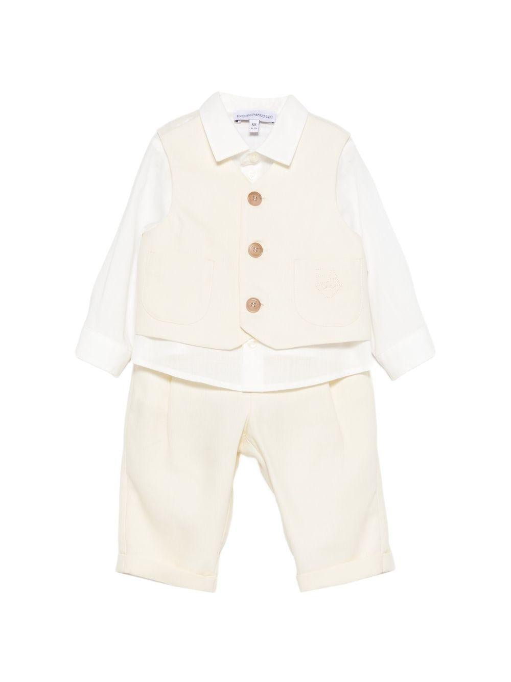 Abito per neonato Emporio Armani Kids beige con bottoni - Rubino Kids