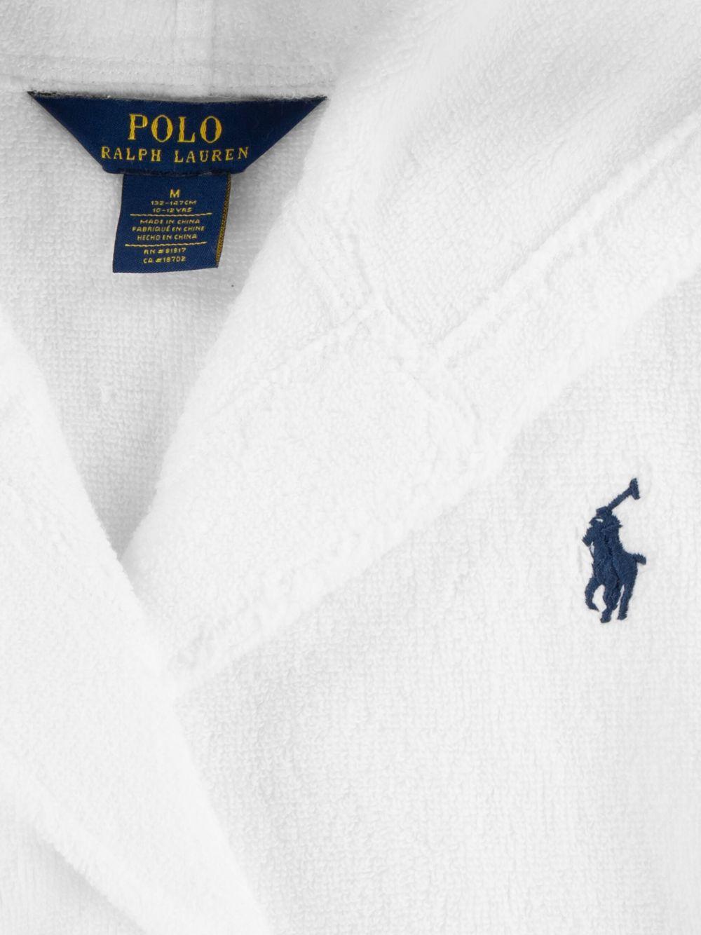 Accappatoio per bambini Polo Ralph Lauren Kids bianco con motivo Polo Pony - Rubino Kids