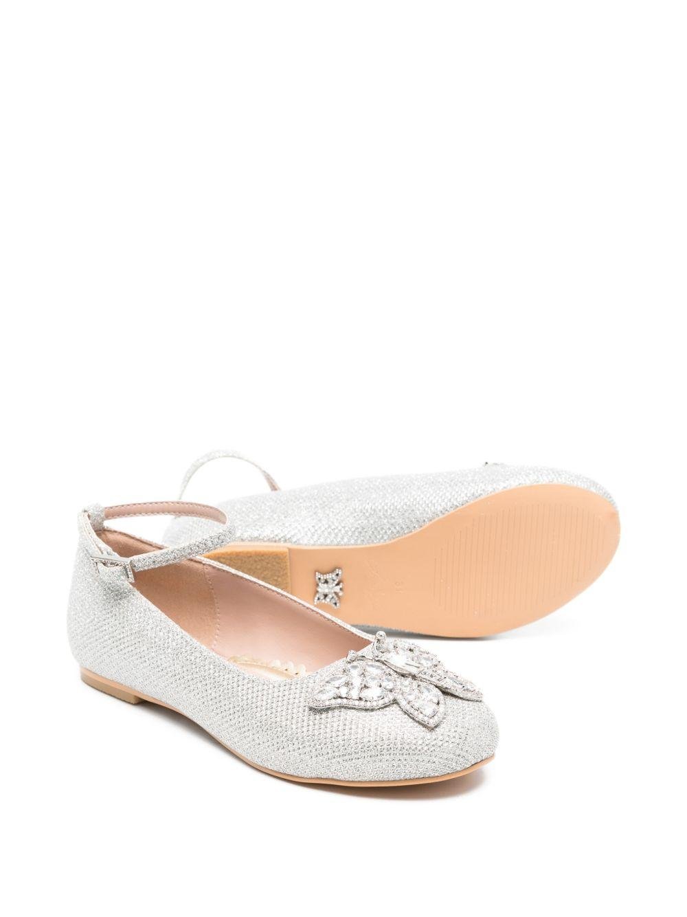 Ballerine per bambina Aruna Seth argentate con decorazione con strass - Rubino Kids
