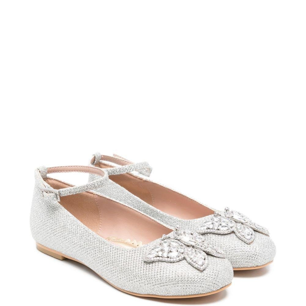 Ballerine per bambina Aruna Seth argentate con decorazione con strass - Rubino Kids