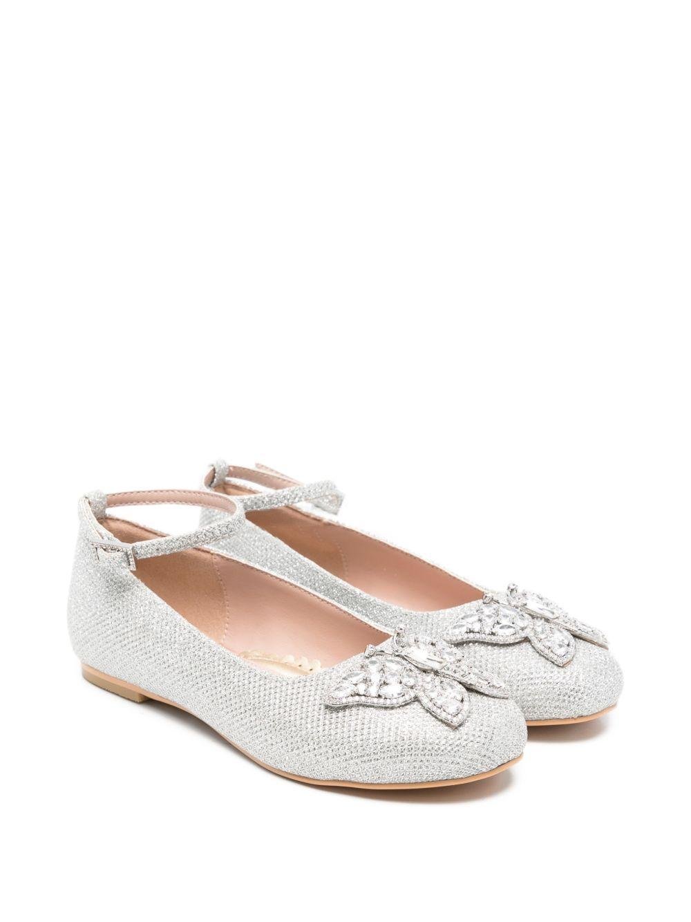 Ballerine per bambina Aruna Seth argentate con decorazione con strass - Rubino Kids