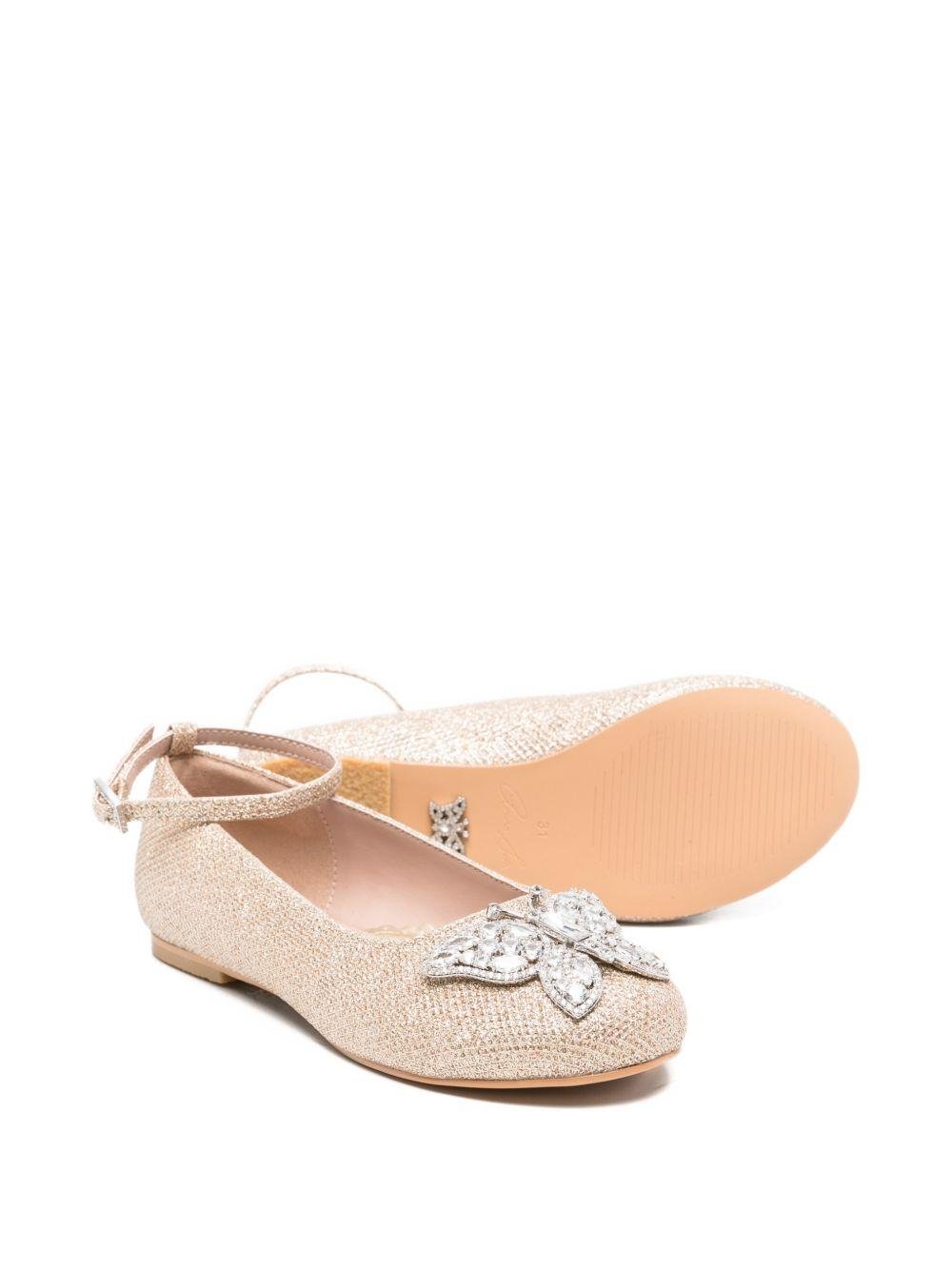 Ballerine per bambina Aruna Seth color oro con applicazione farfalla sul davanti - Rubino Kids