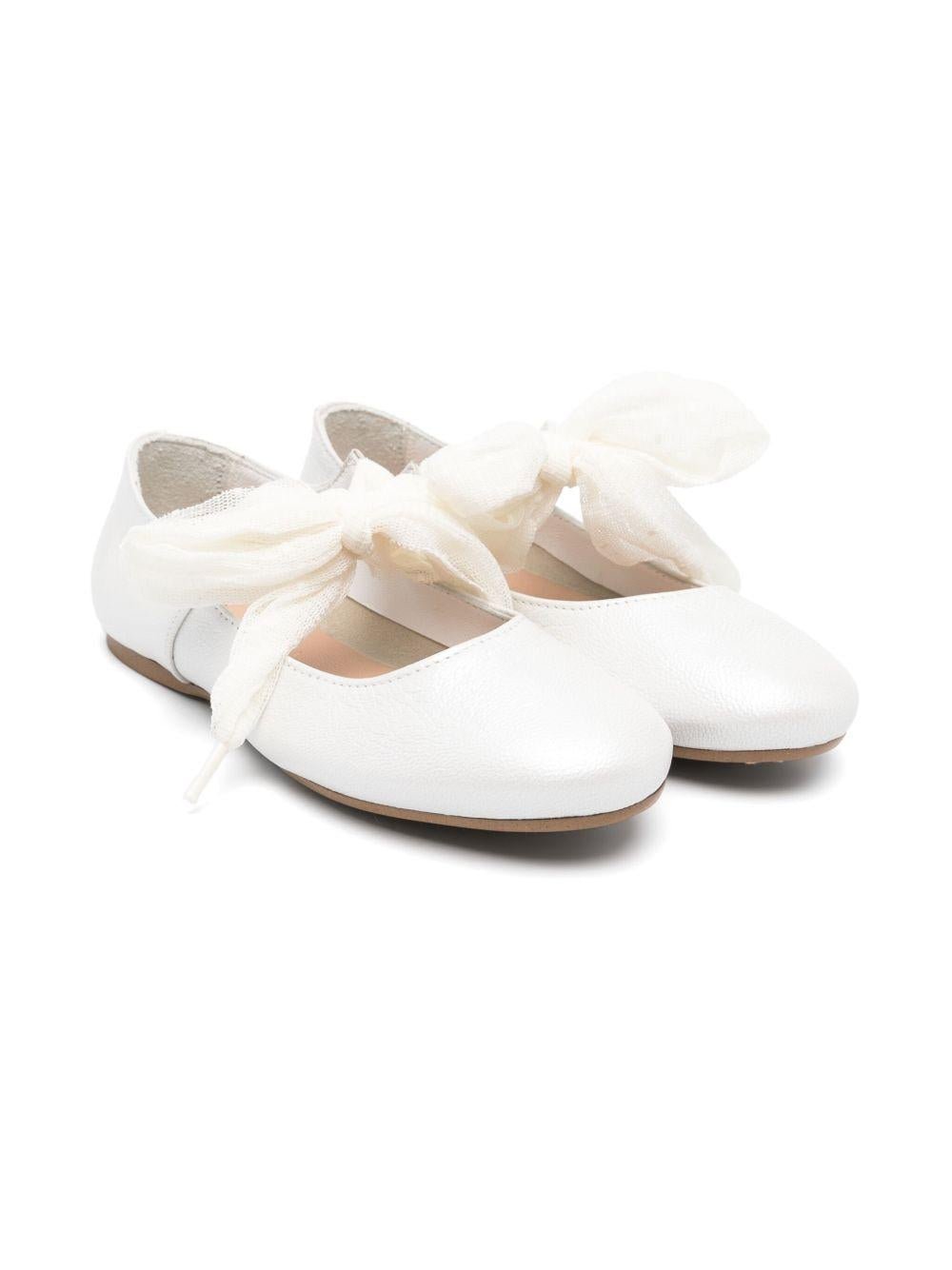 Ballerine per bambina Eli1957 bianco Angelito con chiusura frontale con fiocco - Rubino Kids