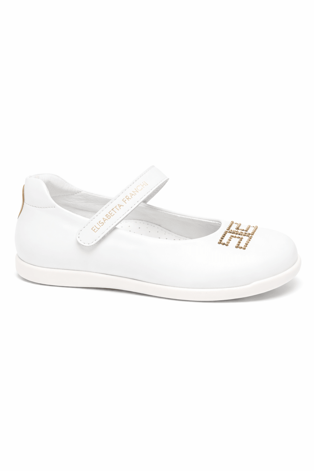 Ballerine per bambina Elisabetta Franchi La Mia Bambina bianche con logo ricamato - Rubino Kids