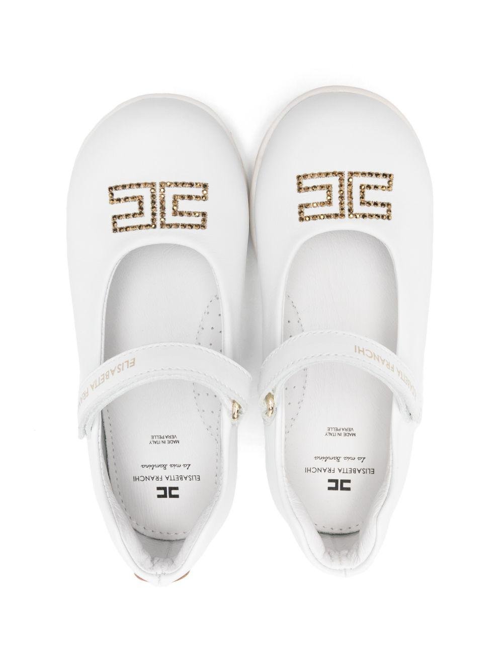 Ballerine per bambina Elisabetta Franchi La Mia Bambina bianche con logo ricamato - Rubino Kids