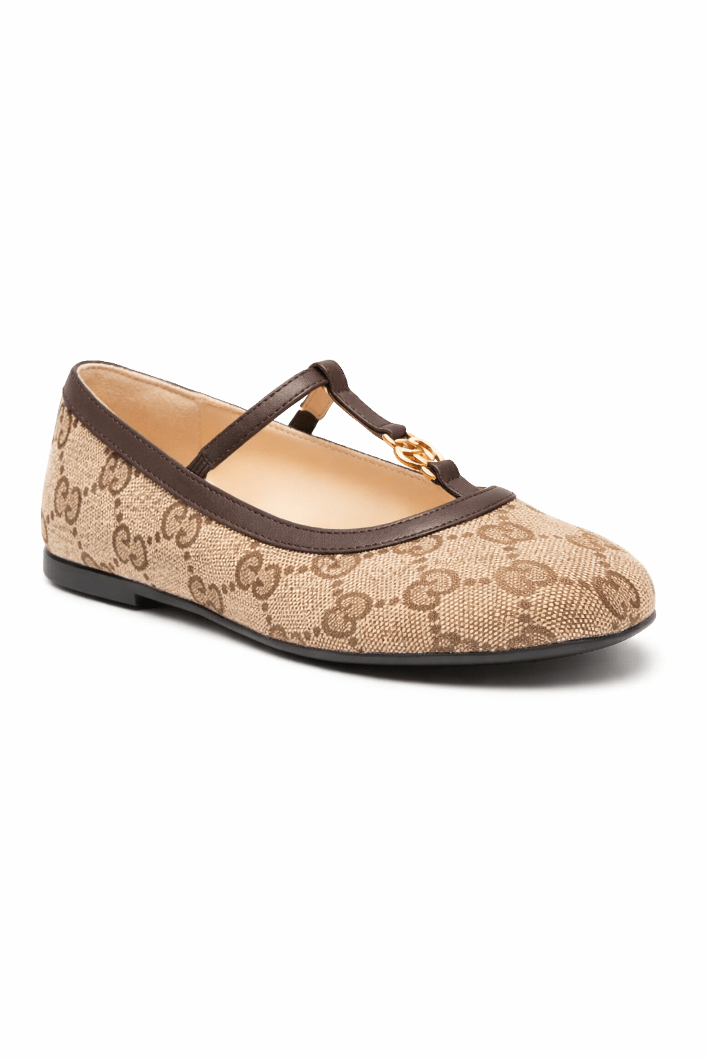 Ballerine per bambina Gucci Kids beige con caratteristica fibbia doppia GG - Rubino Kids
