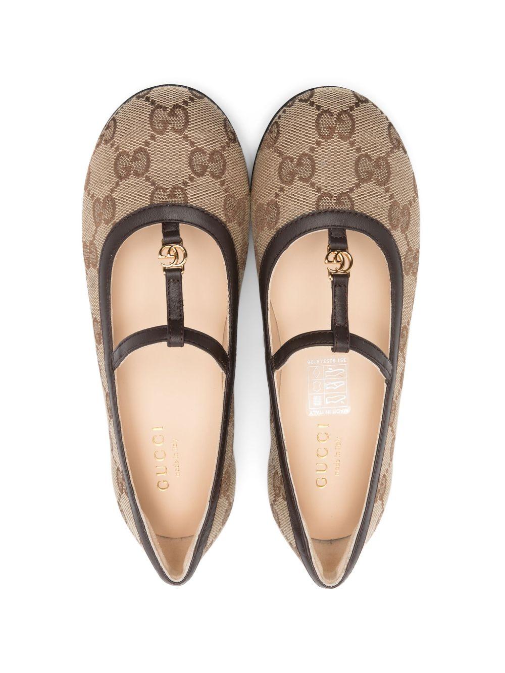 Ballerine per bambina Gucci Kids beige in tela con motivo GG - Rubino Kids