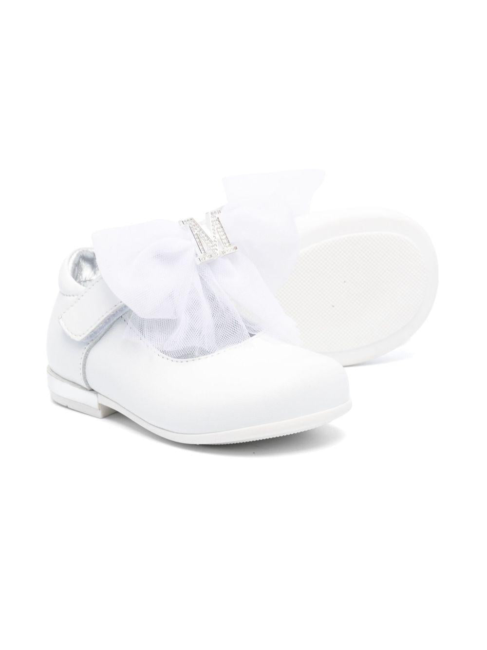 Ballerine per bambina Monnalisa bianco con placca con logo - Rubino Kids