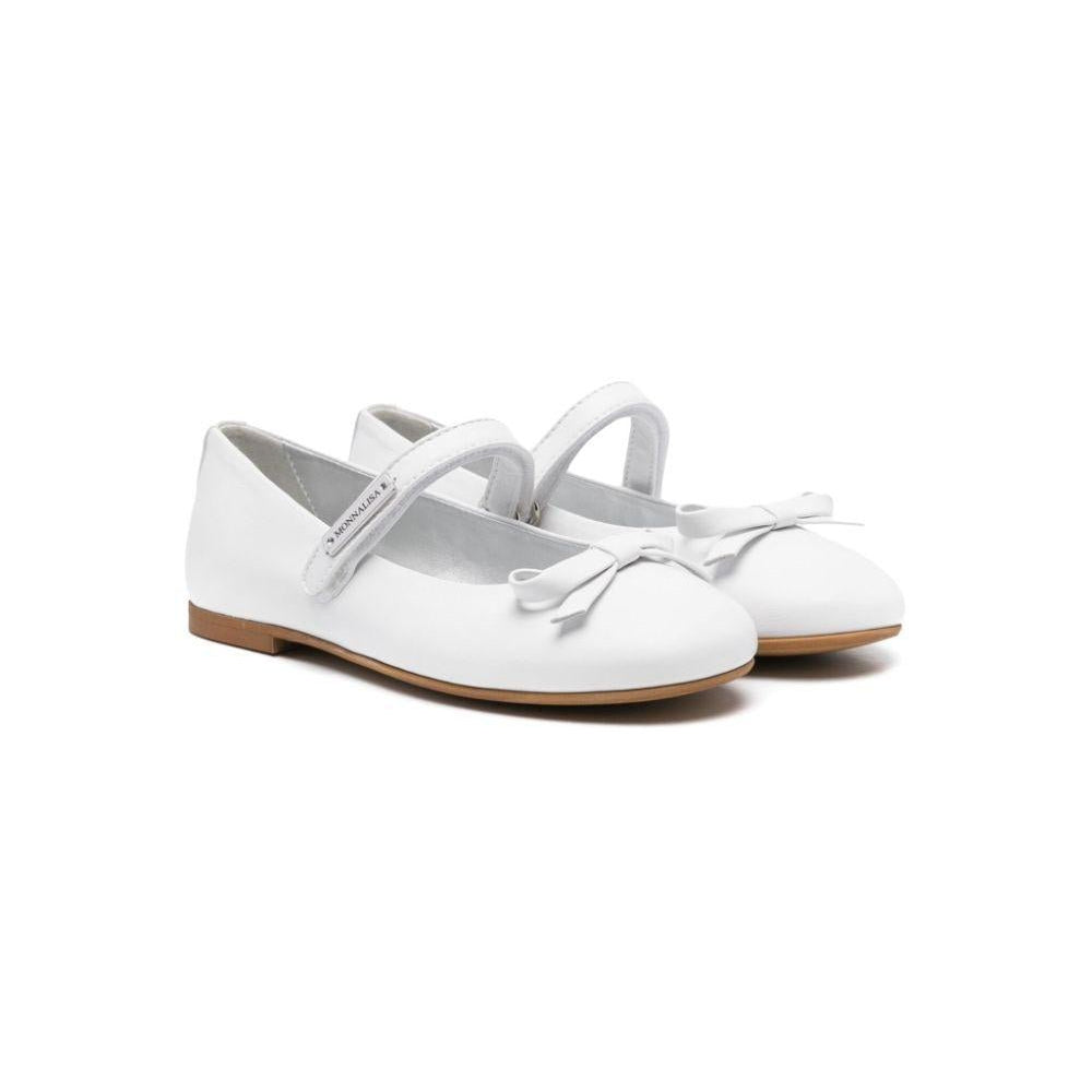 Ballerine per bambina Monnalisa bianco in pelle con chiusura frontale a strappo - Rubino Kids