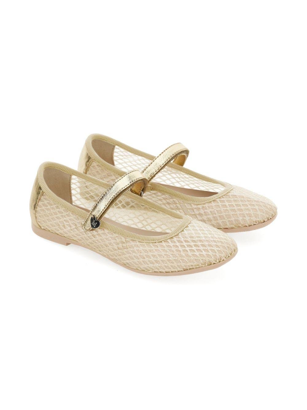 Ballerine per bambina Monnalisa color oro con design a rete - Rubino Kids