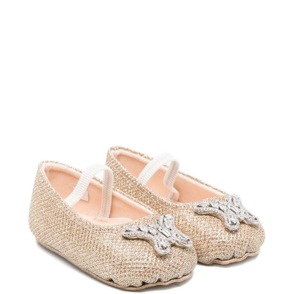 Ballerine per neonata Aruna Seth oro con applicazione farfalla sul davanti - Rubino Kids