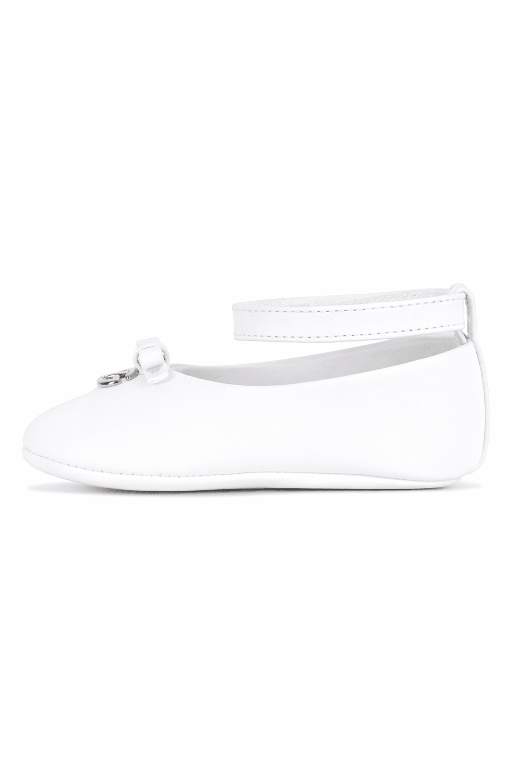 Ballerine per neonata Dolce & Gabbana Kids bianche con placca logo - Rubino Kids